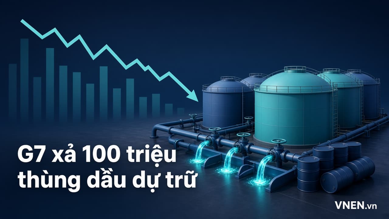 G7 xả 100 triệu thùng dầu và diesel dự trữ (2/10/2026): giá Brent vẫn quanh 100 USD/thùng