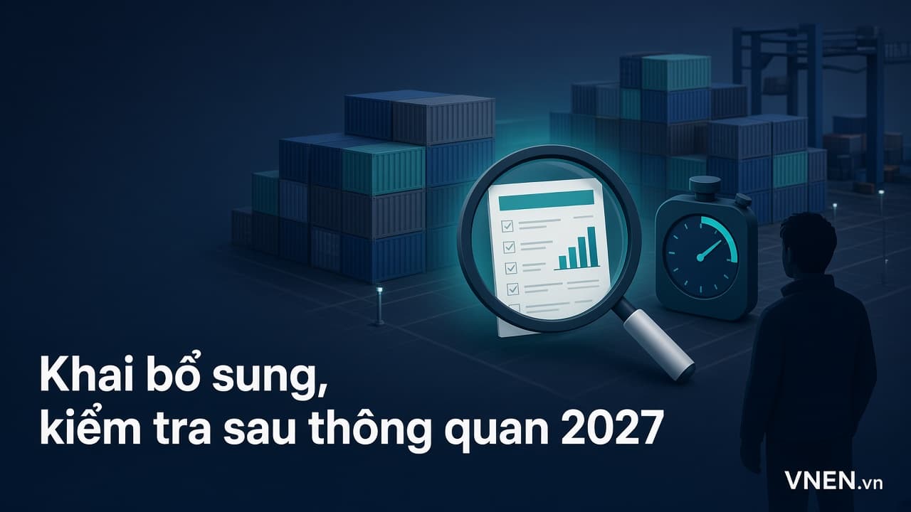 Khai bổ sung và kiểm tra sau thông quan từ 01/3/2027: hạn 60 ngày, kiểm tra trong 05 năm, tối đa 20 ngày tại doanh nghiệp