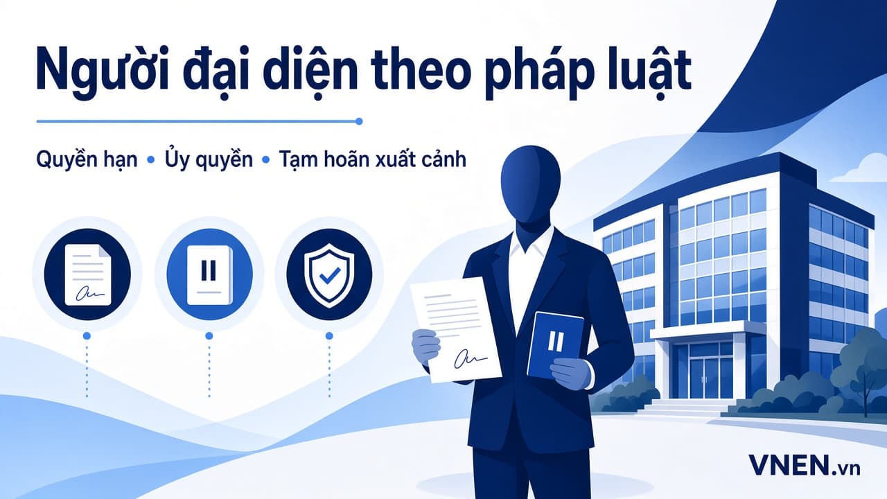Người đại diện theo pháp luật của doanh nghiệp: quyền hạn, trách nhiệm, ủy quyền và rủi ro tạm hoãn xuất cảnh 2026