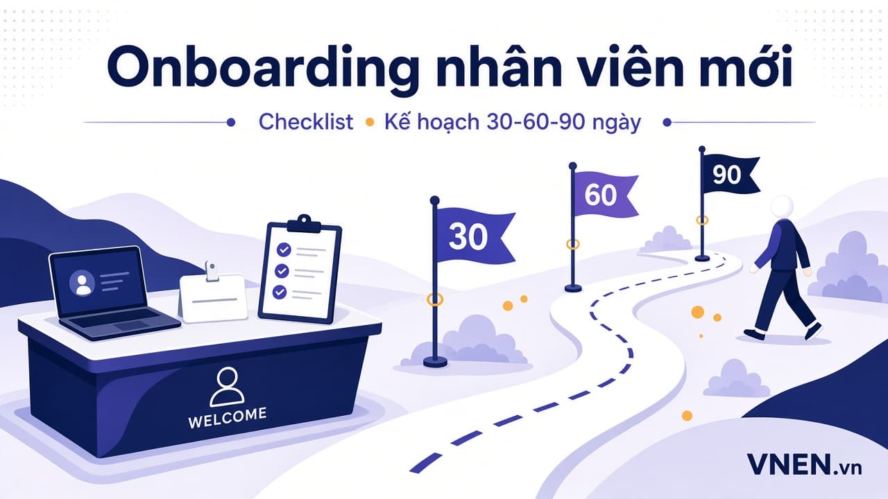 Onboarding nhân viên mới: checklist trước ngày đầu, tuần đầu, kế hoạch 30-60-90 ngày và thủ tục pháp lý 2026