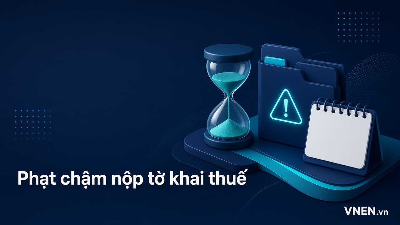 Phạt chậm nộp tờ khai thuế 2026: khung phạt theo số ngày, mức cụ thể, tiền chậm nộp và trường hợp bị coi là trốn thuế