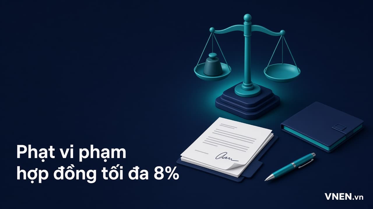Phạt vi phạm hợp đồng tối đa 8% theo Luật Thương mại: cách tính, kết hợp bồi thường và lãi chậm trả