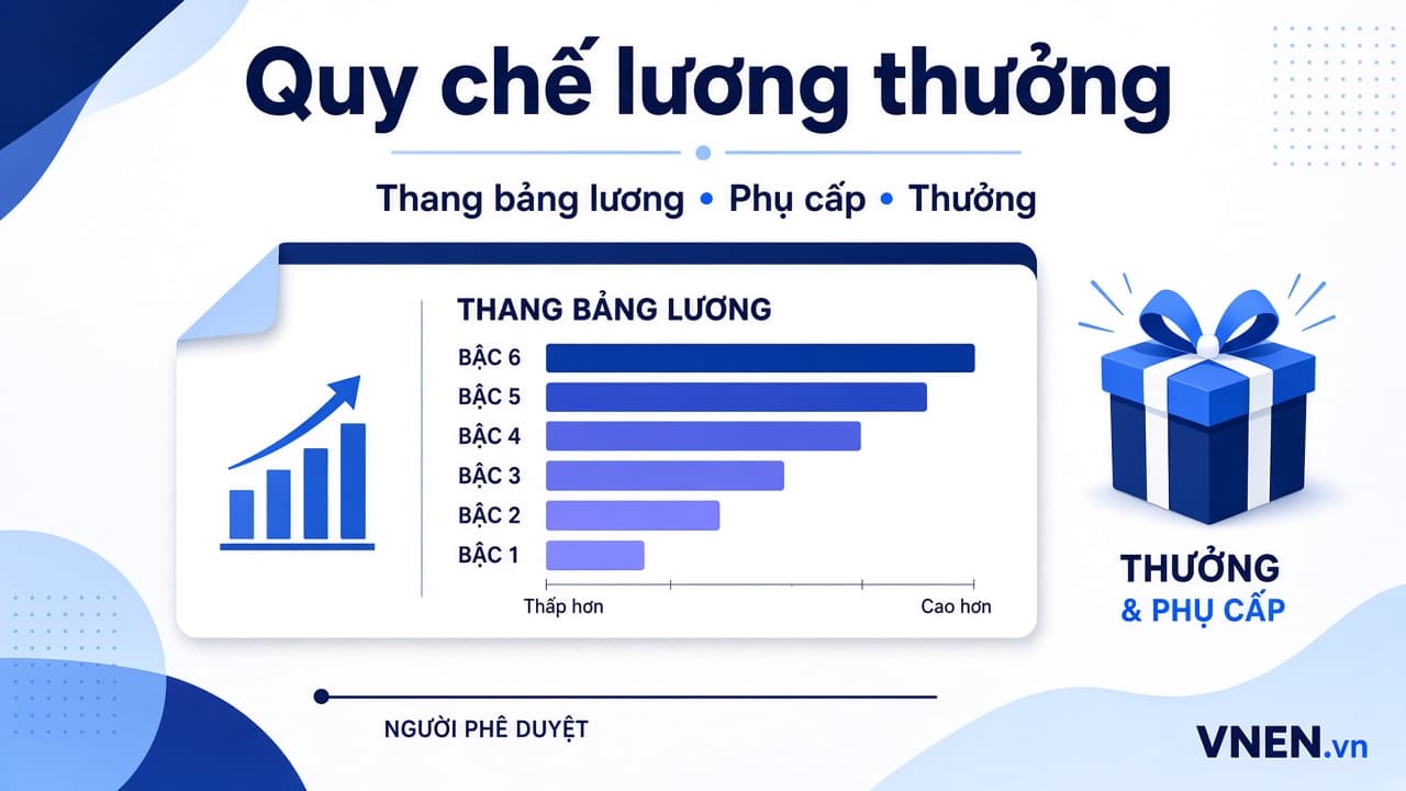 Quy chế lương thưởng mẫu 2026: cấu trúc 7 chương, thang bảng lương và cách chia quỹ thưởng