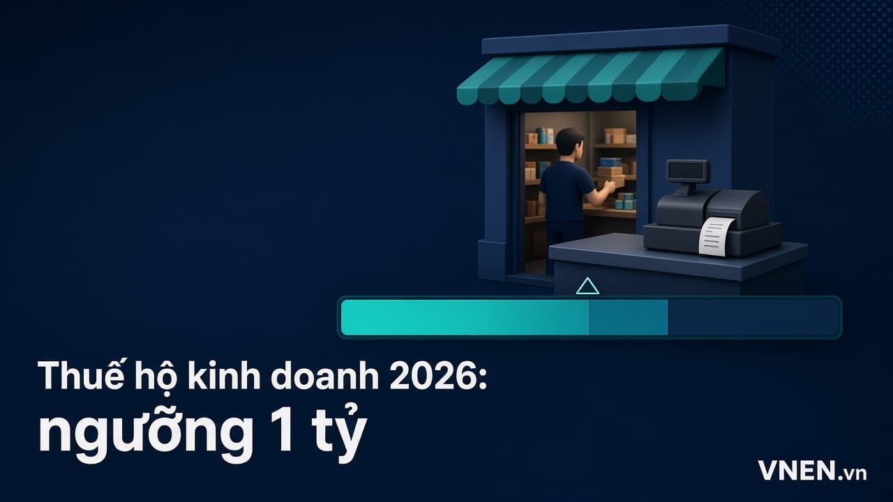 Thuế hộ kinh doanh 2026 sau khi bỏ thuế khoán: ngưỡng 1 tỷ, thuế suất và cách kê khai