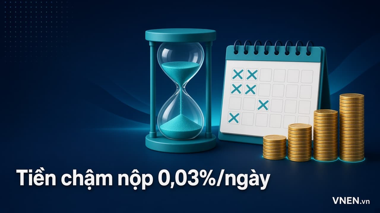 Tiền chậm nộp thuế 0,03%/ngày theo Luật Quản lý thuế 108/2025: cách tính số ngày, trường hợp không tính